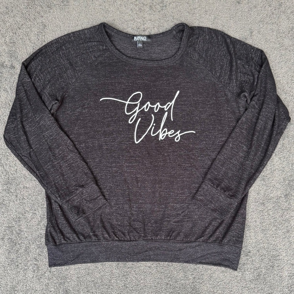 Buffalo David Bitton Good Vibes Graphic Sweatshirt Charcoal Grey Mens Large
